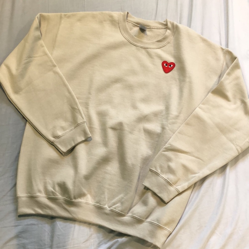 NEW heart tan crewneck handmade